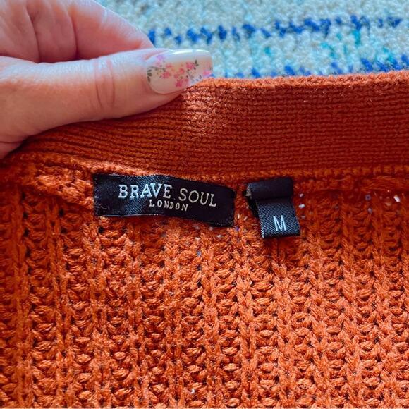 Brave Soul London 🧡 Size Medium Cardigan Rust Orange - Picture 3 of 5